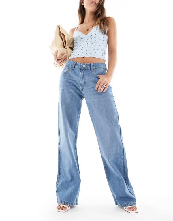 デイジーストリート レディース ボトムス デニムパンツ ヴィンテージ ローライズ ジーンズ Daisy Street low rise baggy jeans in vintage blue wash Vintage blue wash ブルー