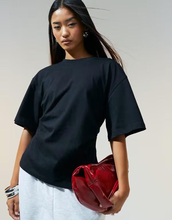 エイソス レディース トップス Tシャツ ASOS DESIGN corset waistshirt Black ブラック
