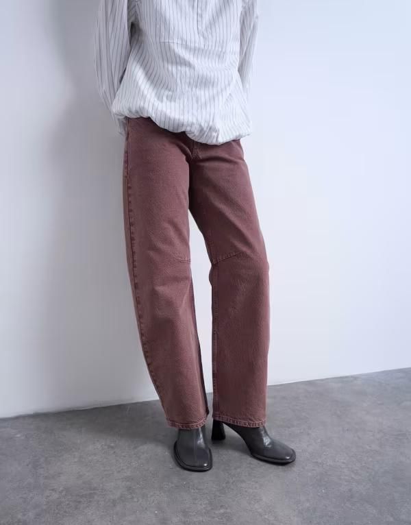 トップショップ レディース ボトムス デニムパンツ ジーンズ Topshop Barrel mid rise jeans in eggplant