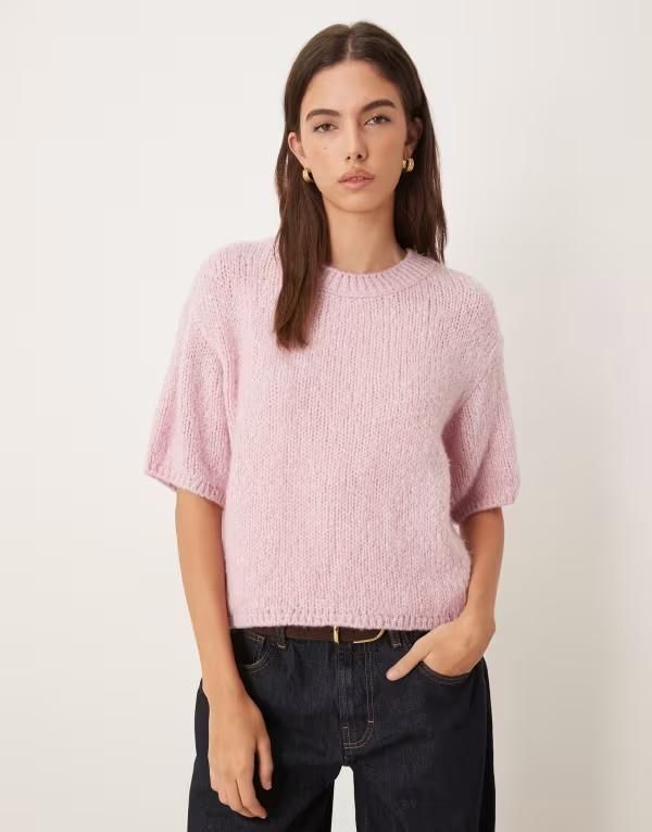 ジェイディーワイ レディース アウター ニット・セーター JDY short sleeve knit sweater in light Fragrant lilac ライラック