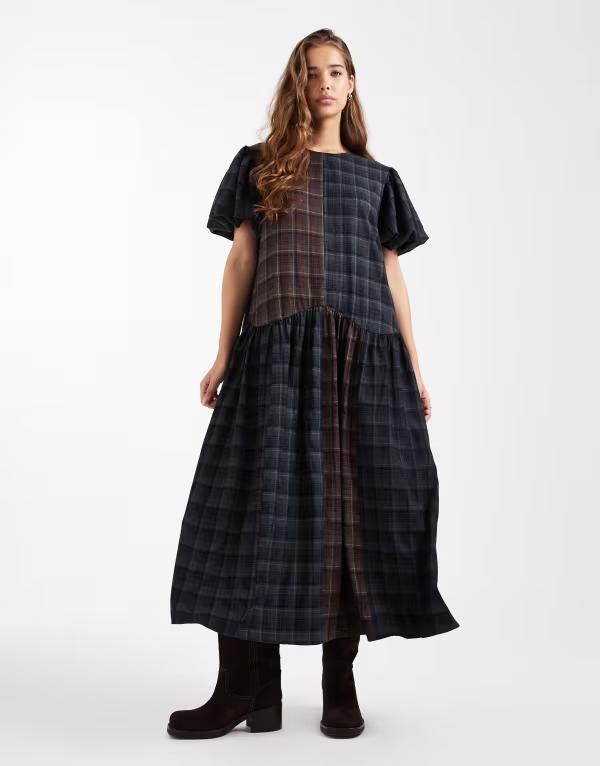 デイジーストリート レディース トップス ワンピース マキシ Daisy Streethrowon maxi dress in mixed check Mixed check チェック