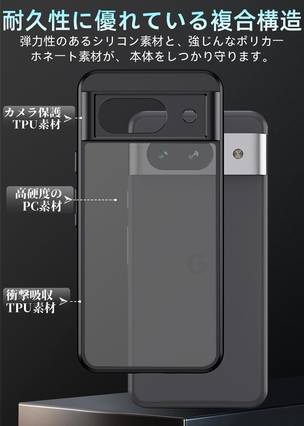 Pixel 7a ケース ZXZone 半透明 耐衝撃 ブラック - メルカリ