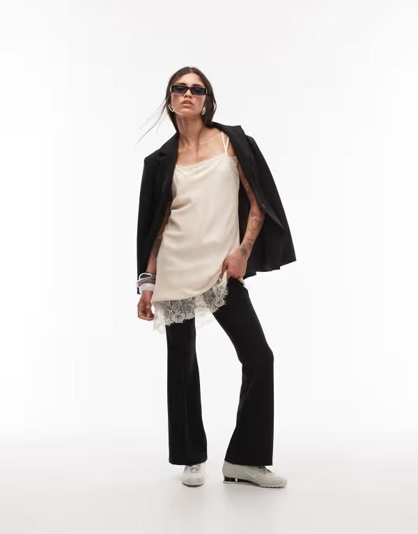 エイソス レディース ボトムス カジュアルパンツ パンツ ASOS DESIGN tailored slim flare pants Black ブラック