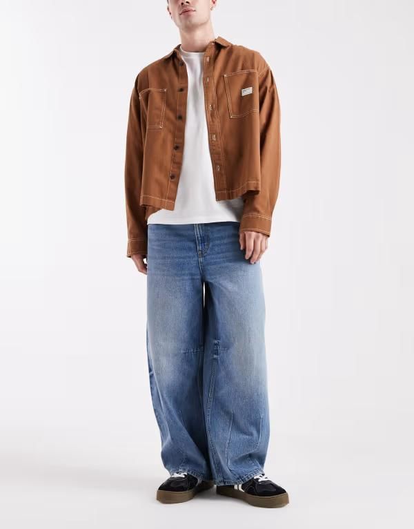 コットンオン メンズ ボトムス デニムパンツ ジーンズ Cotton baggy balloon jeans in ono BLUE ブルー
