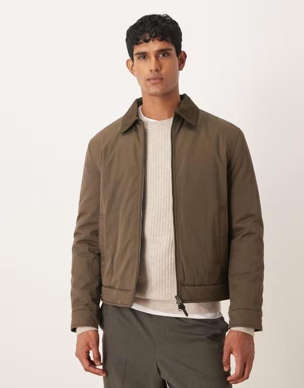 マンゴ メンズ アウター ジャケット・ブルゾン ジャケット Mango barn jacket in washed GREEN グリーン