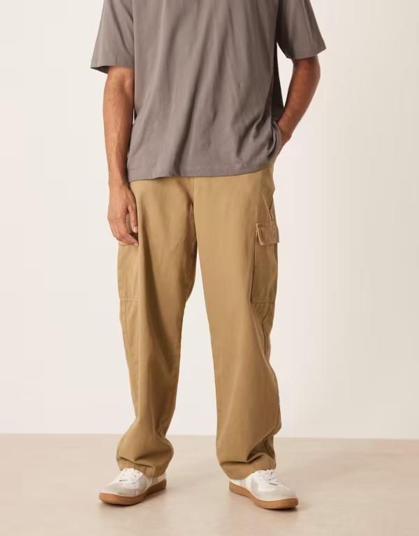 エイソス メンズ ボトムス カジュアルパンツ カーゴパンツ パンツ ASOS DESIGN straight fit cargo pants Ivy green グリーン