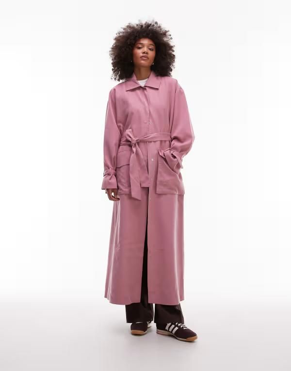 エイソス レディース アウター ジャケット・ブルゾン コート ASOS DESIGN utility pockets belted duster coat in dusky Dusky Pink ピンク