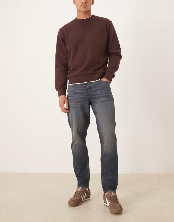 エイソス メンズ ボトムス デニムパンツ ジーンズ ASOS DESIGN tapered jeans in darkwash blue with tint Dark wash blue ブルー 13,125円