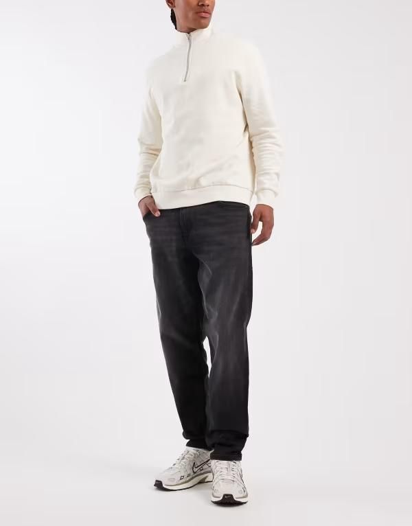 エイソス メンズ ボトムス デニムパンツ ジーンズ ASOS DESIGN tapered jeans wash with stretch WASHED BLACK ブラック