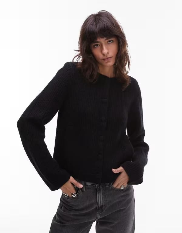 アンドアザーストーリーズ レディース アウター カーディガン ウール ジャケット Other Stories alpaca and wool blend cardigan jacket with jet pockets exclusive to ASOS Bl