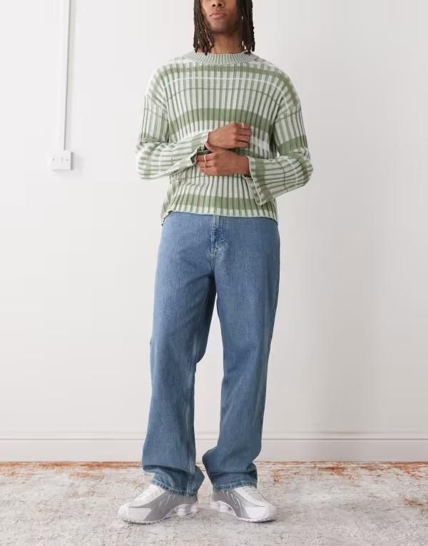 ウィークデイ メンズ ボトムス デニムパンツ ジーンズ Weekday Galaxy loose fit baggy jeans in classic blue wash 2000 blue ブルー 18,485円