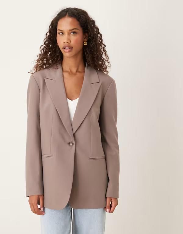 エイソス レディース アウター ジャケット・ブルゾン ブレザー ASOS DESIGN relaxed blazer in dark taupe Dark Taupe トープ