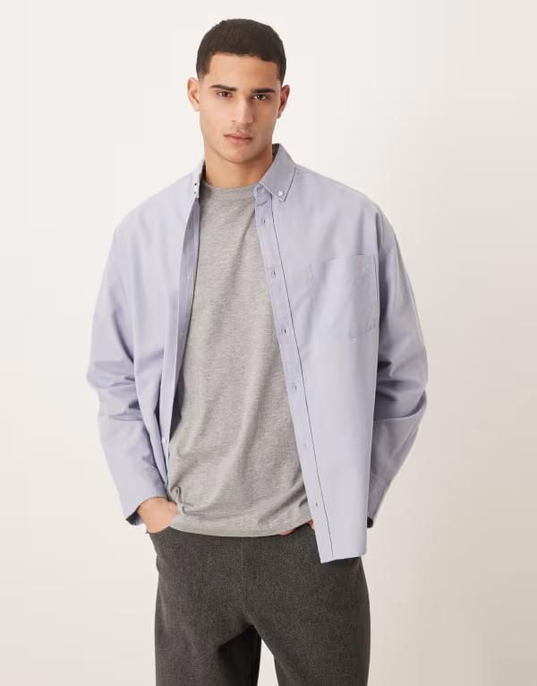エイソス メンズ トップス シャツ オックスフォード ASOS DESIGN 90s oversized Oxford shirt BLUE ブルー