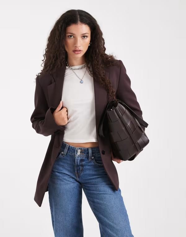 エイソス レディース アウター ジャケット・ブルゾン ブレザー ASOS DESIGN tailored oversized blazer in chocolate chocolate チョコレート