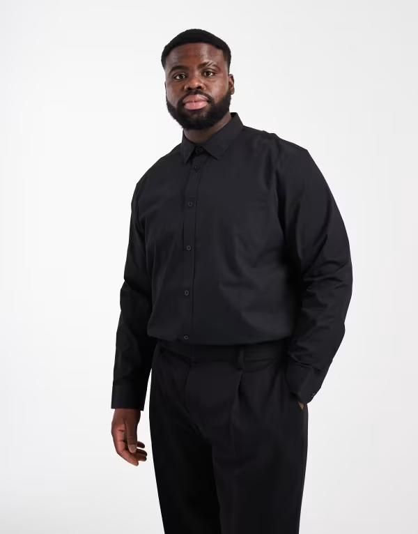 エイソス メンズ トップス シャツ ASOS DESIGN regular smart poplin shirt Black ブラック