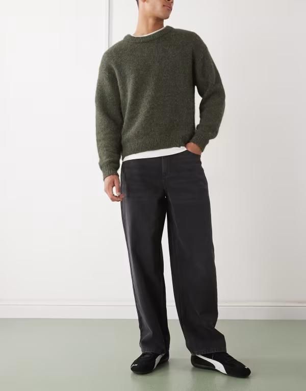 リクレイム ヴィンテージ メンズ ボトムス デニムパンツ ストレート デニム ジーンズ Reclaimed Vintage relaxed straight leg denim jeans in washed Washed Black ブラック