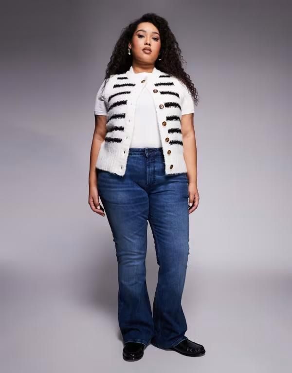 エイソス レディース ボトムス デニムパンツ ブーツカット ブーツ ジーンズ ASOS Curve ASOS DESIGN Curve bootcut jeans in dark mid wash DARK MD
