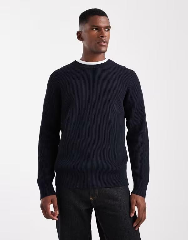 ジャック アンド ジョーンズ メンズ アウター ニット・セーター リブ セーター Jack Jones ribbed sweater Sky captain ネイビー