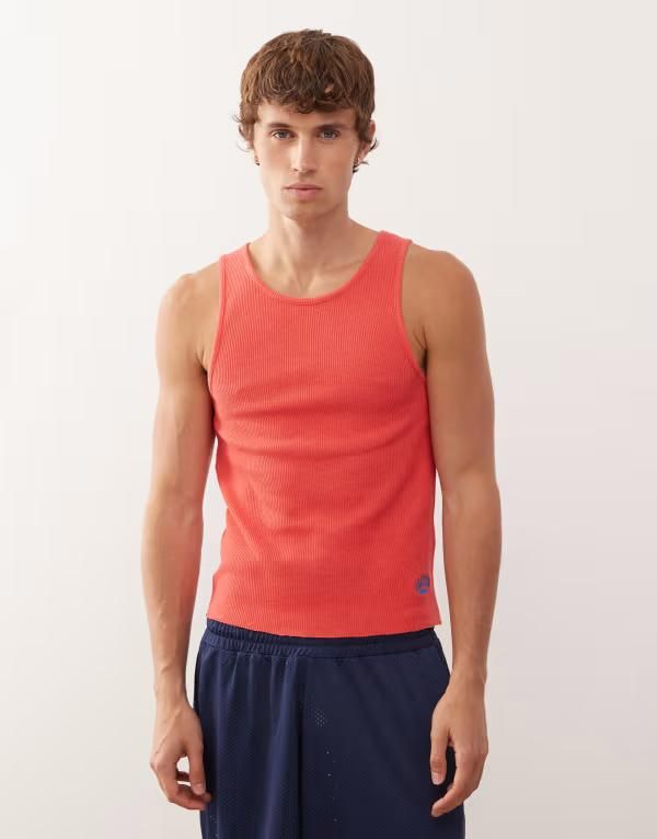 コルージョン メンズ トップス ベスト リブ COLLUSION ribbed muscle tank top RED レッド
