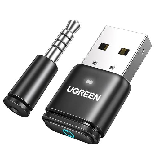 UGREEN PS5/PS4/Switch/Switch2/PC用 USBオーディオトランスミッター Bluetooth 5.3アダプター Windows＆Mac適応 APTX HD/APTX AD/APTX/SBC対応 ミニマイク付属 低遅延 プラグ＆プレe
