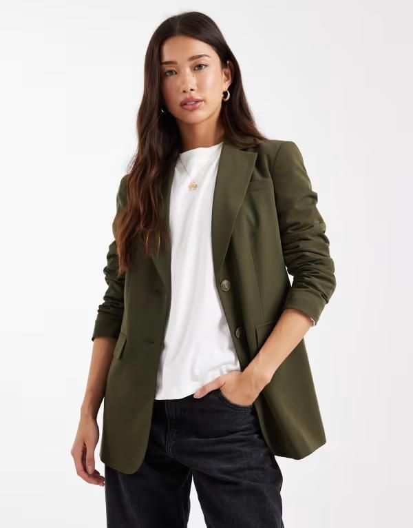 ミスセルフフリッジ レディース アウター ジャケット・ブルゾン ブレザー Misselfridge oversized blazer in olive オリーブ