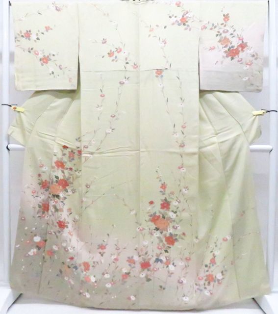 【京松】訪問着 花 着物 正絹 身丈約165.5cm 裄丈約67cm kyo8z05-998