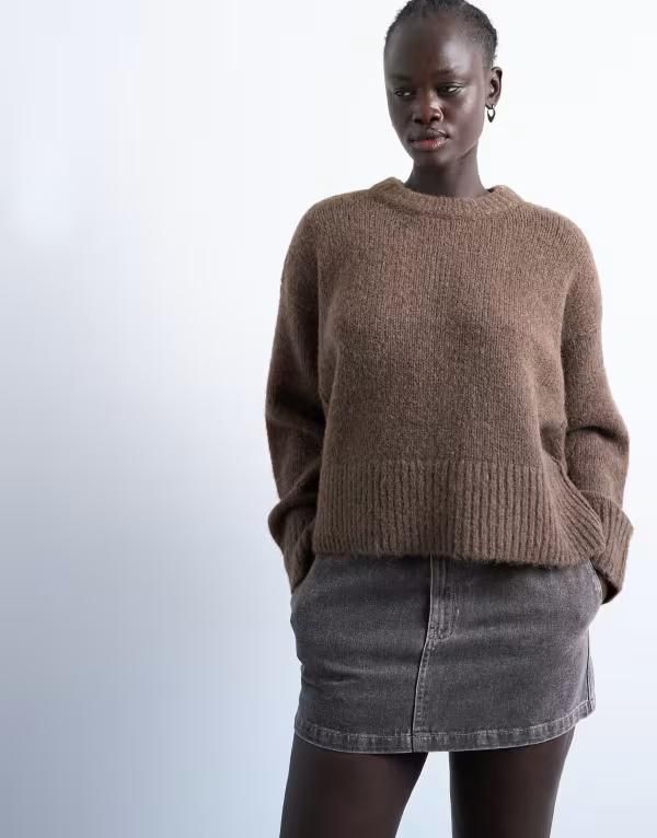 トップショップ レディース アウター ニット・セーター セーター ニット Topshop knit fluffy ultimate sweater Brown ブラウン