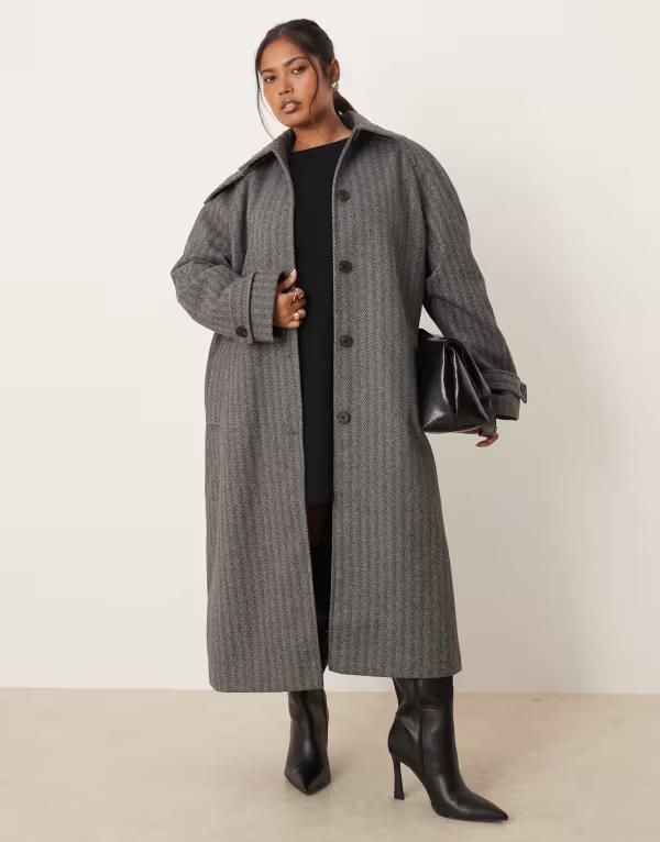 エイソス レディース アウター コート ASOS Curve ASOS DESIGN Curve longline car coat in herringbone Herringbone
