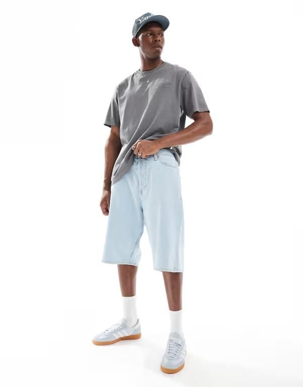 ジャック アンド ジョーンズ メンズ ボトムス ハーフパンツ・ショーツ ショートパンツ デニム Jack Jones Ron baggy fit denim shorts in light Light Blue Denim デニム