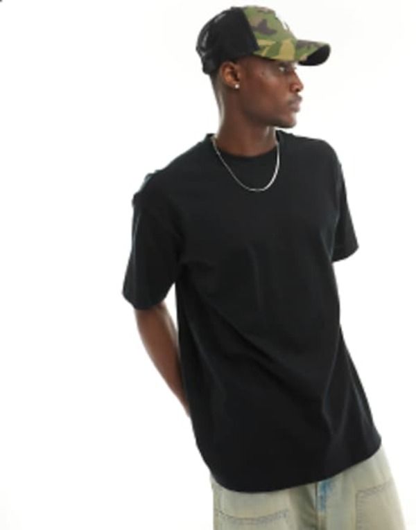 コットンオン メンズ トップス Tシャツ コットン CottonOn Cotton On box fit plain tshirt Black ブラック