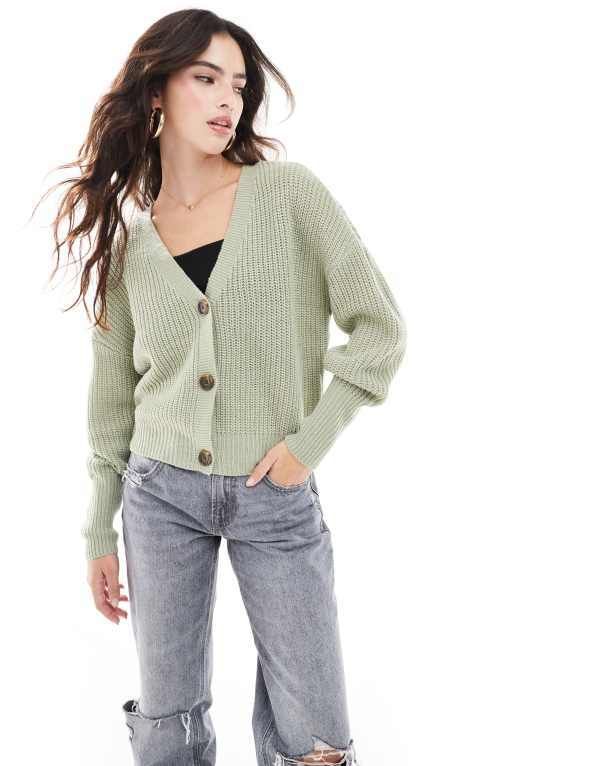 ヴェロモーダ レディース アウター カーディガン Vero Moda button through chunky rib cardigan in sage LIGHT GREEN グリーン