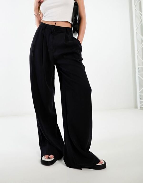 エイソス レディース ボトムス カジュアルパンツ ワイドレッグ パンツ ASOS DESIGN casual wide leg pants Black ブラック