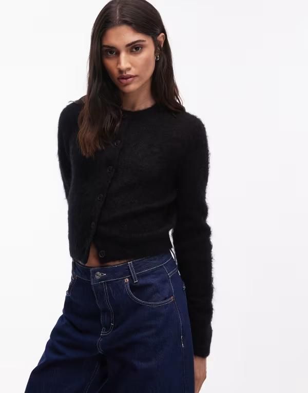アンドアザーストーリーズ レディース アウター カーディガン ウール Other Stories mohair and wool mix cardigan Black ブラック