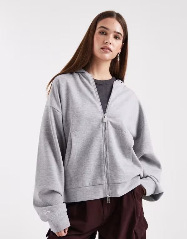コルージョン レディース アウター パーカー・スウェット COLLUSION zipup hoodie in charcoal チャコール