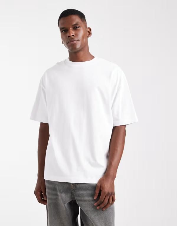 エイソス メンズ トップス Tシャツ ASOS DESIGN heavyweight oversized tshirt WHITE ホワイト