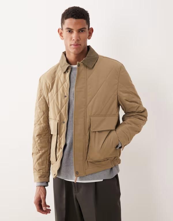 マンゴ メンズ アウター ジャケット・ブルゾン Mango padded bomber jacket BEIGE ベージュ