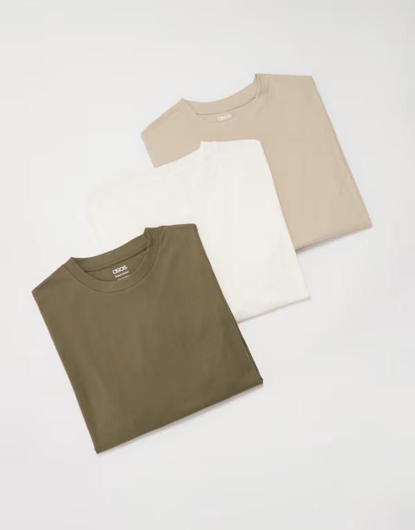 エイソス メンズ トップス Tシャツ ASOS DESIGN Essentials 3 pack relaxed long sleeve tshirts in multi マルチカラー