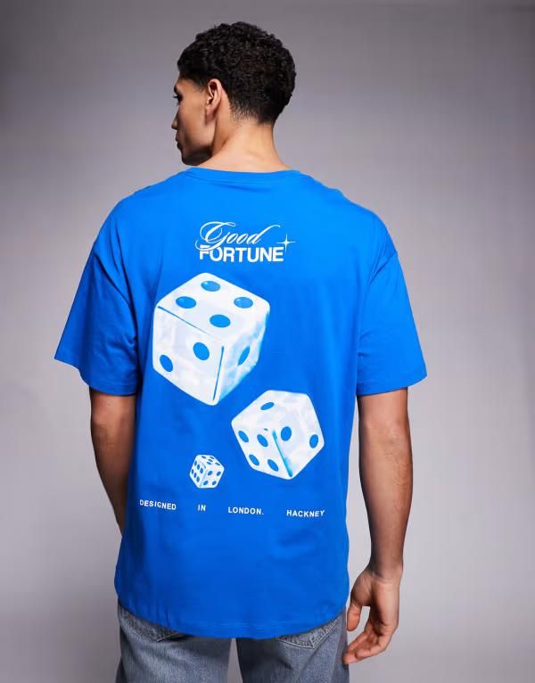 アダプト メンズ トップス Tシャツ プリント ADPT oversized tshirt with dice back print Strong Blue ブルー