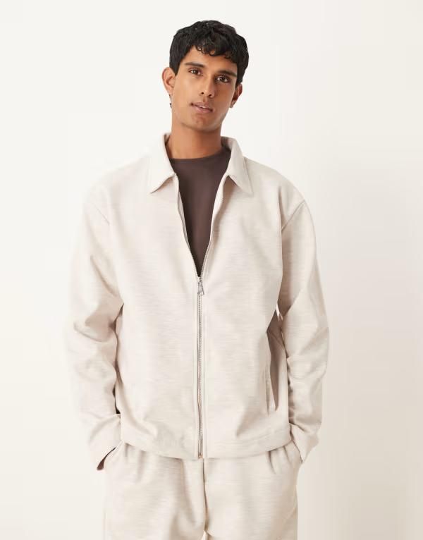 エイソス メンズ アウター ジャケット・ブルゾン スキューバ ジャケット ASOS DESIGN oversized zip up jacket in oatmeal scubastyle fabric part of a set Oatmeal marl マ