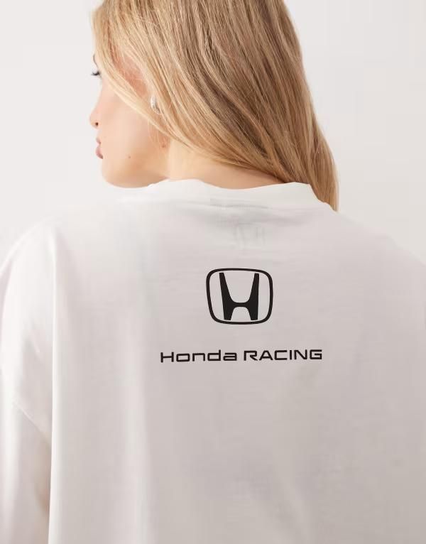 エイソス レディース トップス Tシャツ プリント ASOS DESIGN unisex oversized Tshirt withrcar print in offwhite Coconut milk オフホワイト