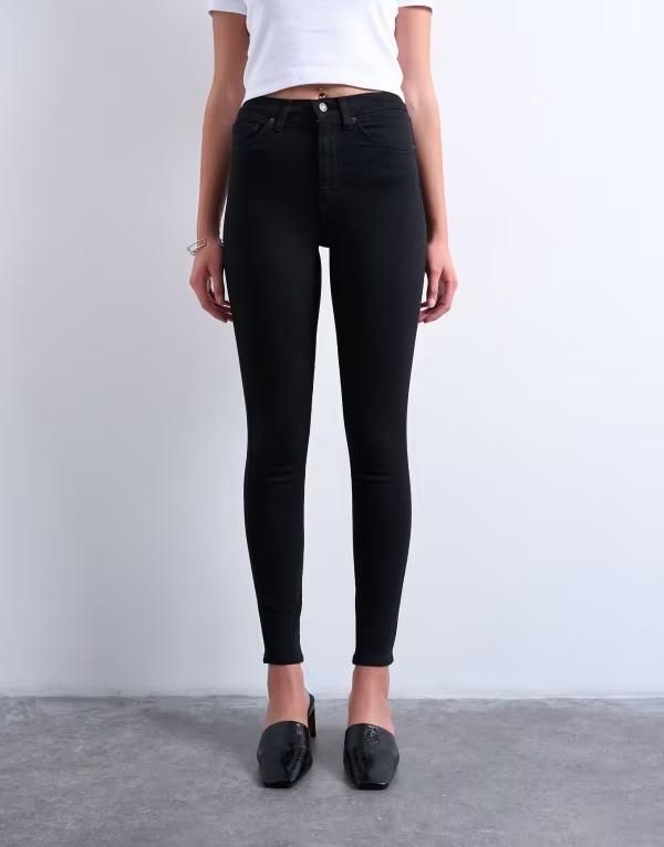 トップショップ レディース ボトムス デニムパンツ ジーンズ Topshop Jamie skinny high rise jeans Black ブラック