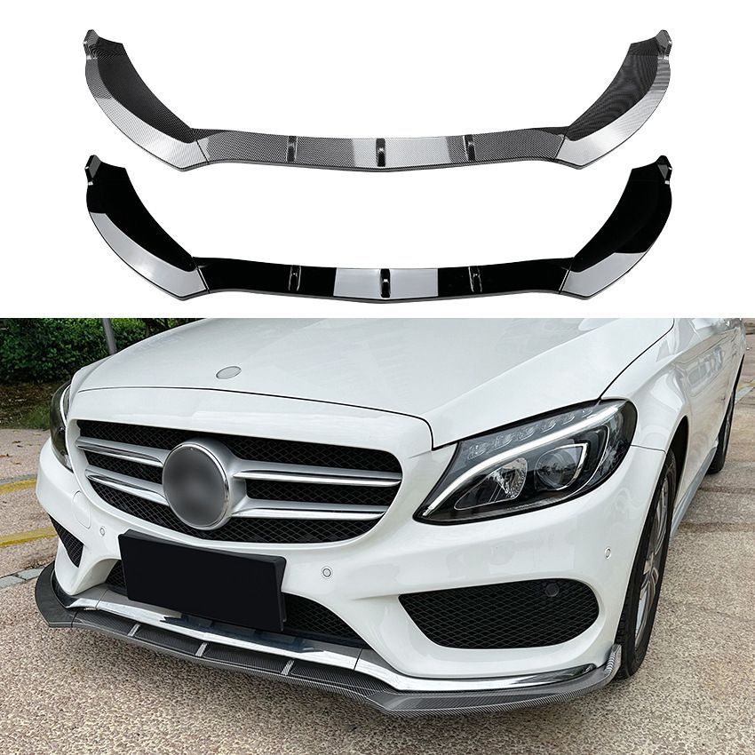 【送料無料】メルセデスベンツ Cクラス W205 2015-2018 AMGスタイル フロントリップ スポイラー フロントバンパースプリッター ABS製 カーボン調 ブラック エアロ ドレスアップ カスタム 新生活 12,573円