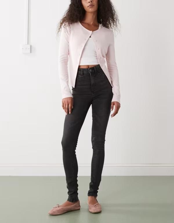 ノイジーメイ レディース ボトムス デニムパンツ ハイウエスト ジーンズ Noisy May Callie high waist skinny jeans in washed Black ブラック