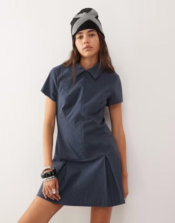 コルージョン レディース トップス ワンピース COLLUSION bengaline tailored fitted dress NAVY ネイビー