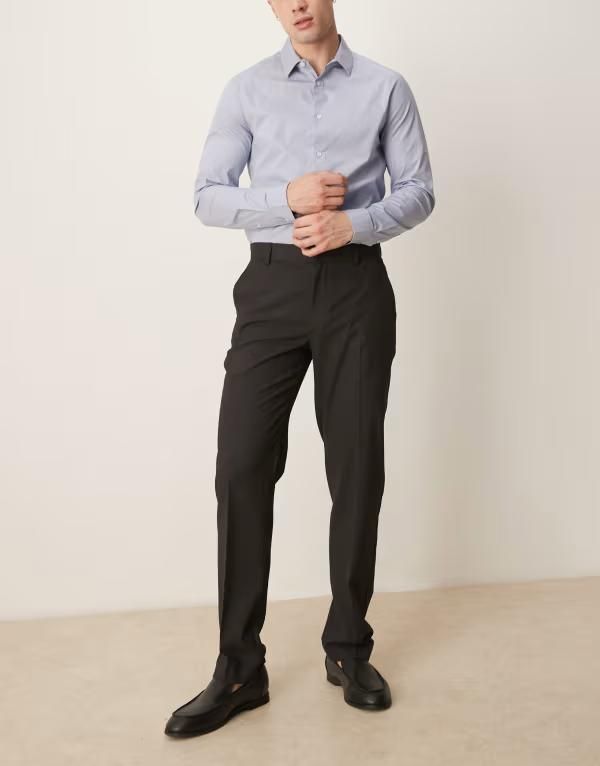 エイソス メンズ ボトムス カジュアルパンツ ASOS DESIGN smart slim pants CHARCOAL チャコール