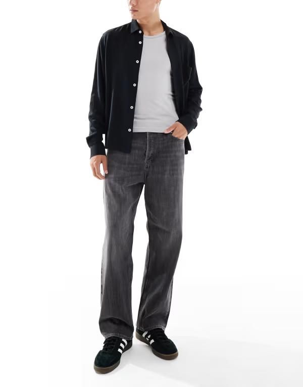 ジャック アンド ジョーンズ メンズ ボトムス デニムパンツ ジーンズ Jack Jones alex baggy jeans in washed Black Denim ブラック