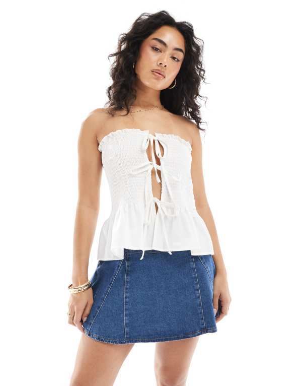 エイソス レディース ボトムス スカート ミニ デニム ASOS DESIGN denim godet mini skirt in mid Blue ブルー