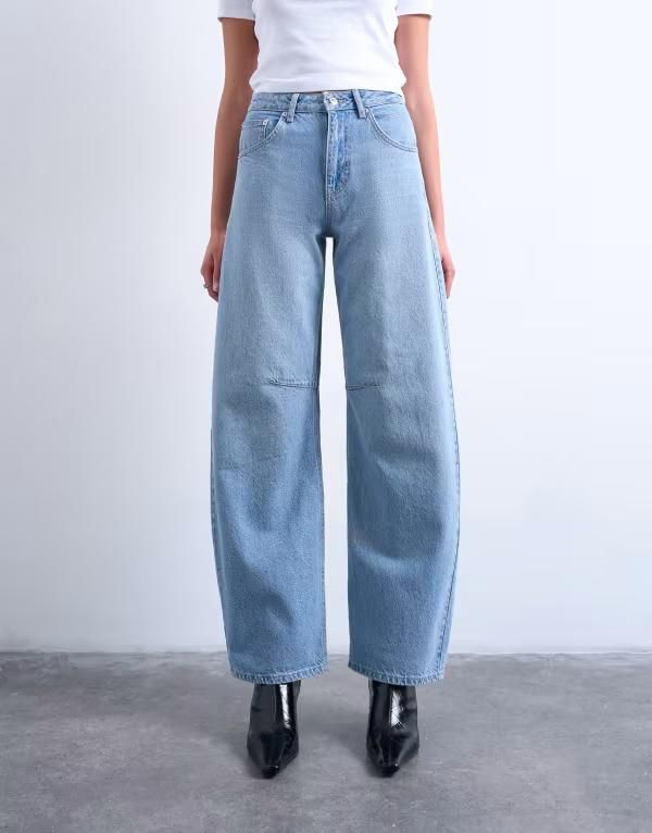 トップショップ レディース ボトムス デニムパンツ ジーンズ Topshop Barrel high rise jeans in bleach Bleach