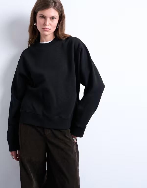 トップショップ レディース アウター パーカー・スウェット スウェット シャツ Topshop ultimate sweatshirt Black ブラック