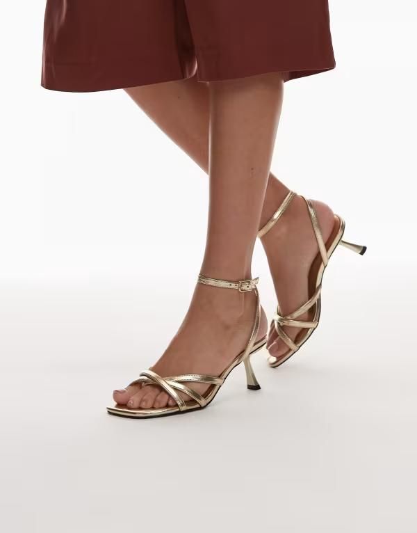 トップショップ レディース シューズ サンダル ヒール Topshop Iris slanted heel sandals GOLD ゴールド